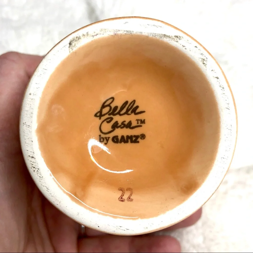 Vintage Cottagecore Bella Casa by Ganz, Creamer & Sugar Set, Peach White Flowers